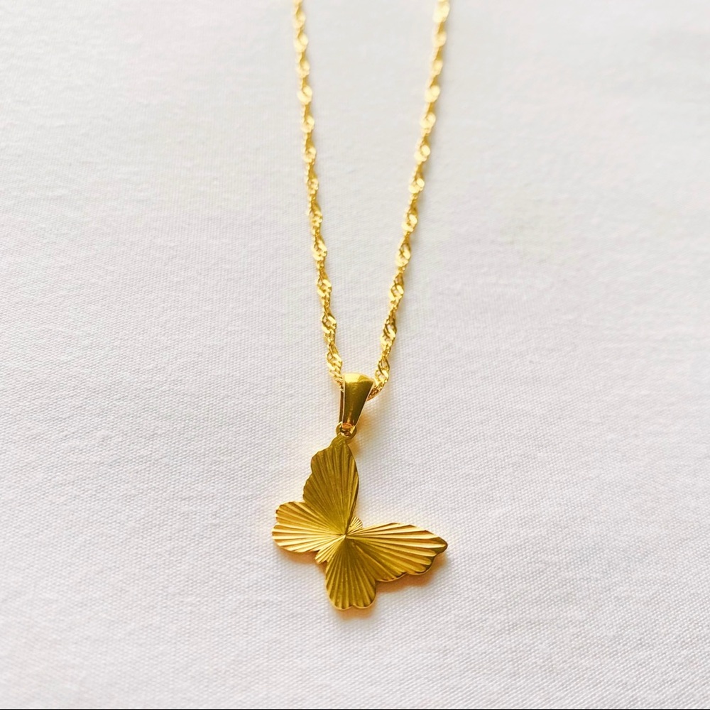 Stainless Steel Gold-Plated Butterfly Necklace